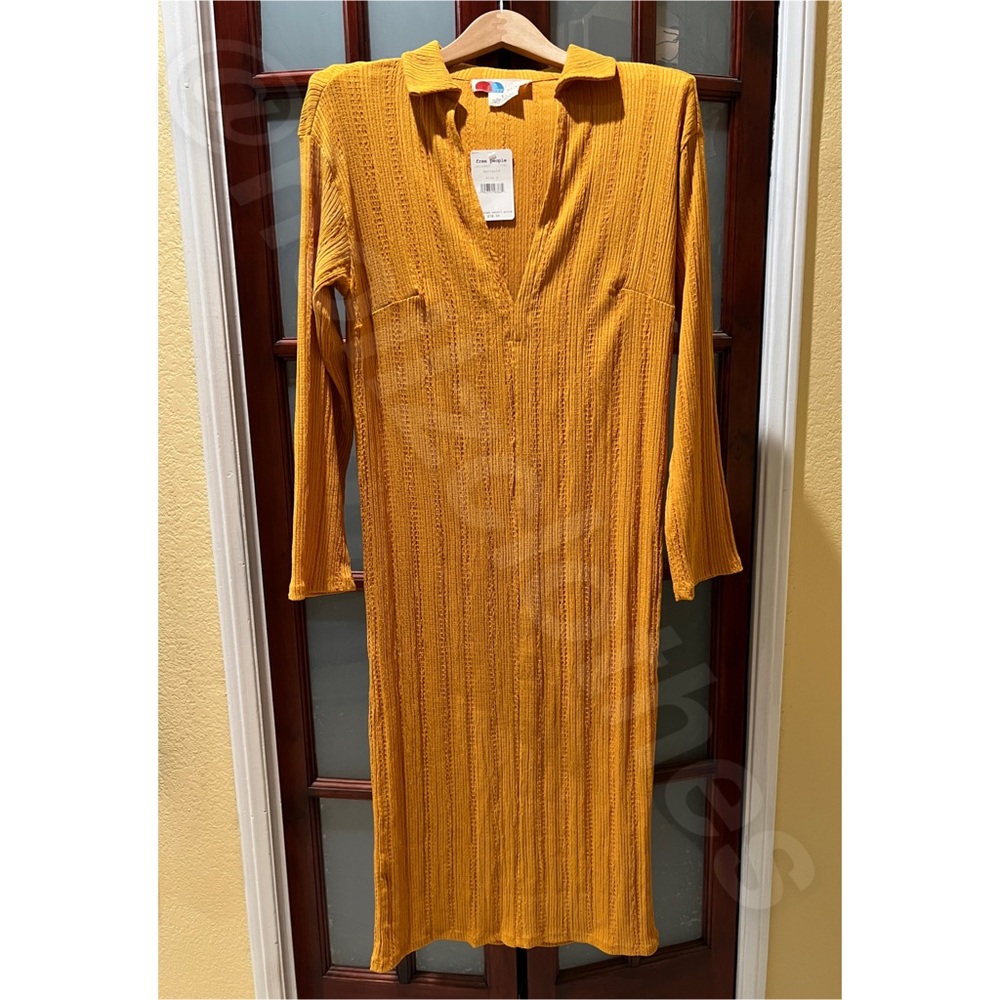 Free People Beach Palma Ribbed Aster Collar Tshirt Midi Dress - Picture 5 of 10